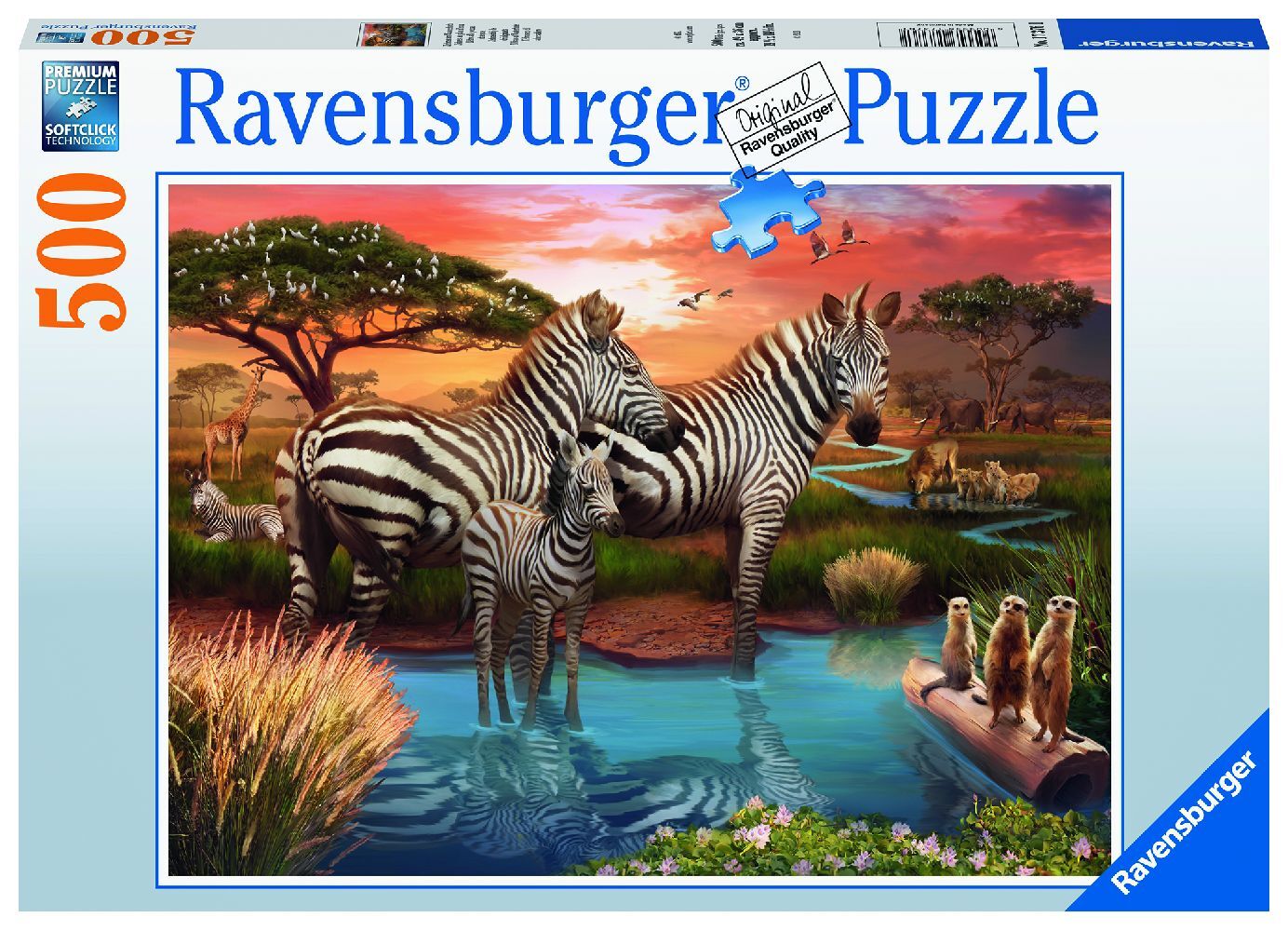 Ravensburger Puzzle 17376 Zebras am Wasserloch - 500 Teile Puzzle für Erwachsene und Kinder ab 12 Jahren