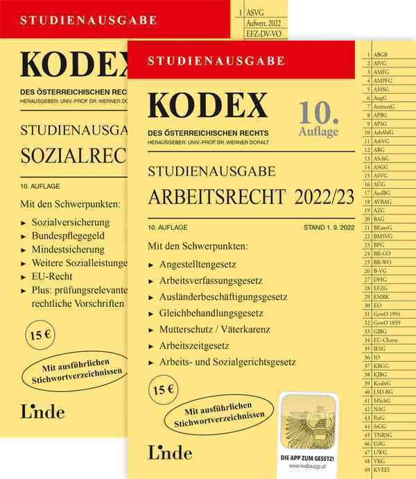 KODEX-Paket Studienausgabe Arbeits- und Sozialrecht 2022/23