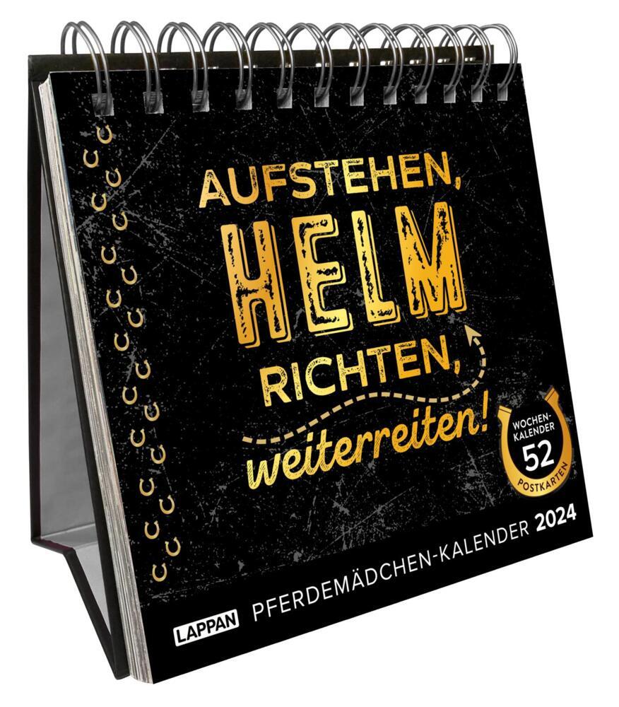 Aufstehen, Helm richten, weiterreiten!  Pferdemädchen-Kalender 2024