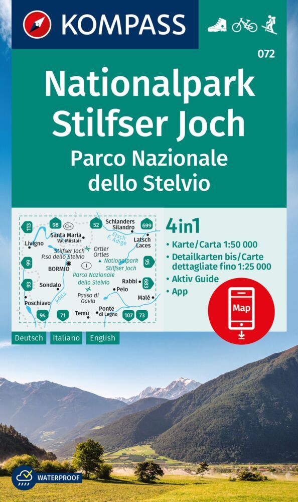 KOMPASS Wanderkarte 072 Nationalpark Stilfser Joch / Parco Nazionale dello Stelvio 1:50.000