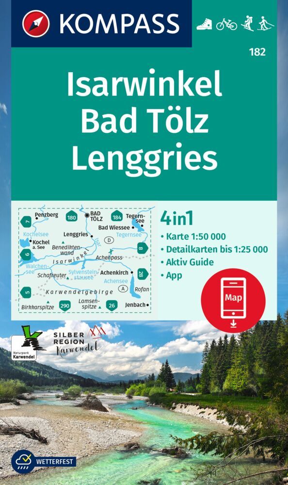 KOMPASS Wanderkarte 182 Isarwinkel, Bad Tölz, Lenggries 1:50.000