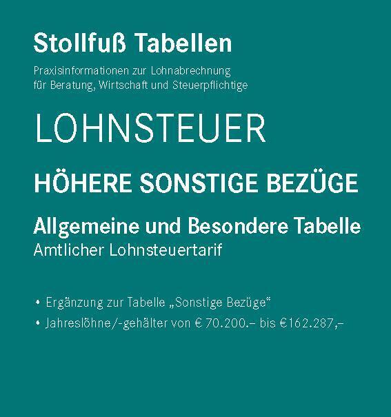 Tabelle, Lohnsteuer 2023 Höhere Sonstige Bezüge