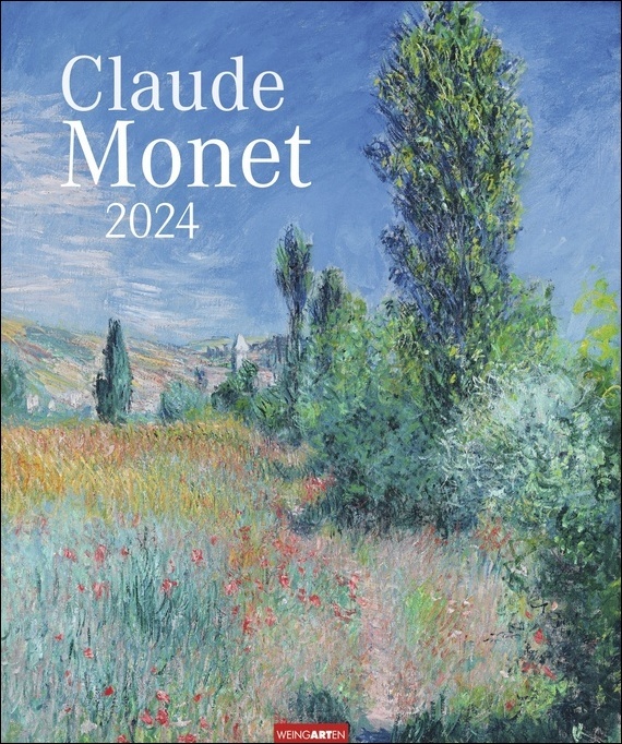 Claude Monet Kalender 2024. Kunstvoller Wandkalender mit impressionistischen Gemälden voller Farben und Licht. Großer Kunst-Kalender 2024. 46x55 cm. Hochformat