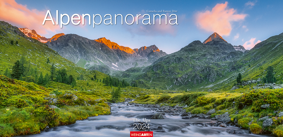Alpenpanorama Kalender 2024. Die Berge der Schweiz, Deutschlands und Österreichs in einem Großformat-Kalender. Atemberaubende Panoramafotos der Alpen in einem großen Wandkalender.