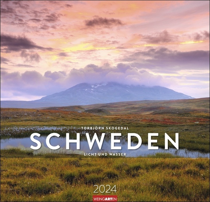 Schweden Kalender 2024. Reise-Kalender mit 12 atemberaubenden Fotografien schwedischer Landschaften. Romantischer Wandkalender 2024 zum Aufhängen. 48x46 cm.