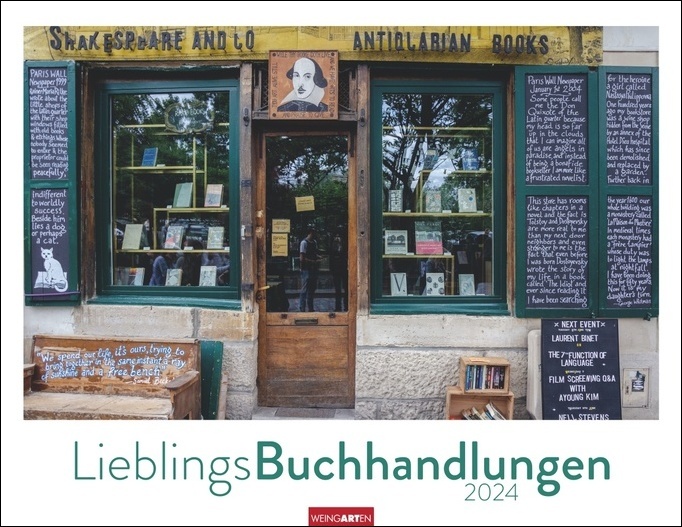 Lieblings-Buchhandlungen Kalender 2024. Fotokalender mit Aufnahmen der schönsten Buchhandlungen. Großartiges Geschenk für Buchliebhaber! Jahres-Wandkalender 2024 im Format 34 x 44 cm.