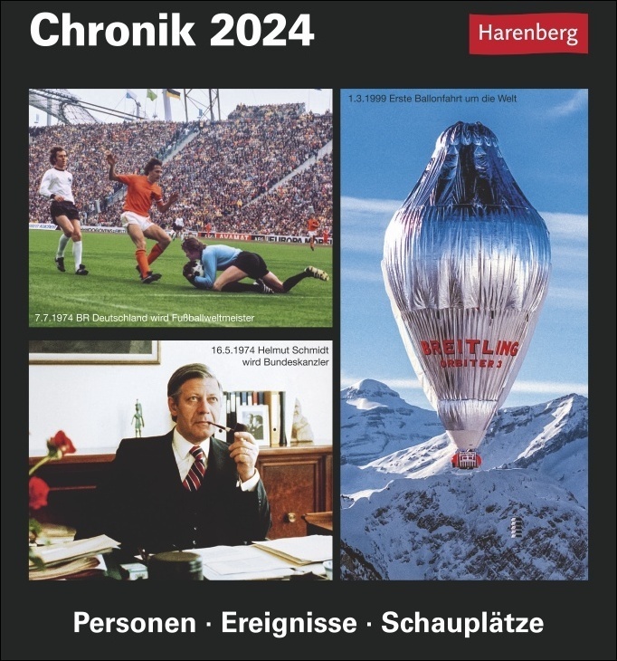 Chronik Tagesabreißkalender 2024. Was geschah wann? Kalender zum Abreißen mit wichtigen historischen Ereignissen. Tageskalender mit Quiz für Hobby-Historiker. Tischkalender 2024