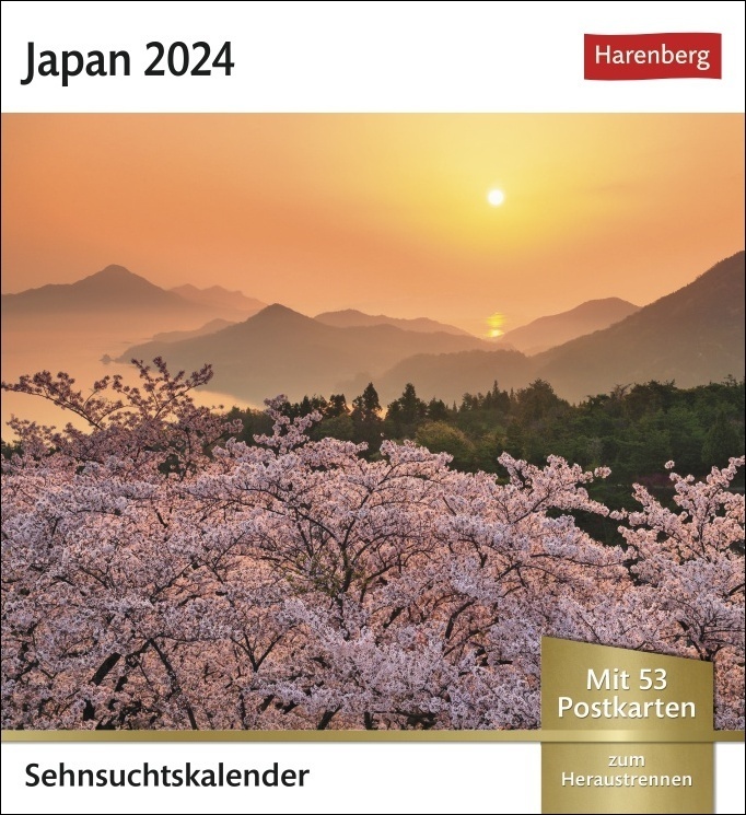 Japan Sehnsuchtskalender 2024. Fernweh in einem Foto-Kalender zum Aufstellen. Die schönsten Landschaften und Städte Japans als Postkarten in einem Tischkalender. Auch zum Aufhängen