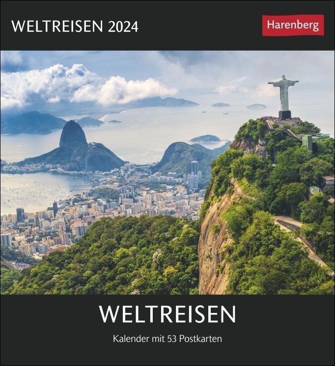 Weltreisen Postkartenkalender 2024. Jede Woche ein neues Traumziel im Postkartenformat. Fotokalender zum Aufstellen oder Aufhängen mit 53 Postkarten