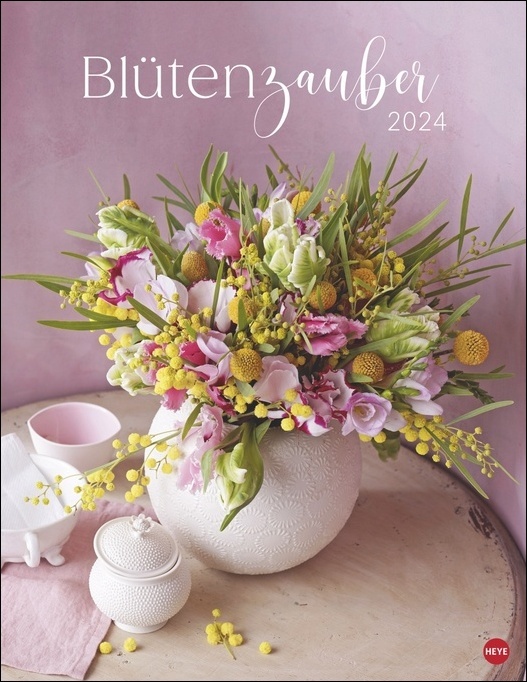 Bunter Blütenzauber Posterkalender 2024. Wandkalender mit 12 wunderschönen Blumensträußen. Dekorativer Foto-Kalender für das Jahr. 34 x 44 cm. Hochformat mit Spiralbindung