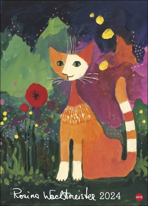 Rosina Wachtmeister Edition Kalender 2024. Die charakteristischen Katzen und andere Motive in einem hochwertigen Kunstkalender, in Szene gesetzt mit Gold- und Silberprägung. Wandkalender XL.