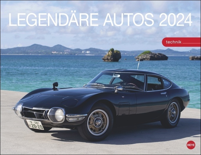 Legendäre Autos Posterkalender 2024. Exklusiver Wand-Kalender mit 12 Traumautos und Kultwagen. Hochwertiger Foto-Kalender 2024 mit Oldtimern. 44 x 34 cm.