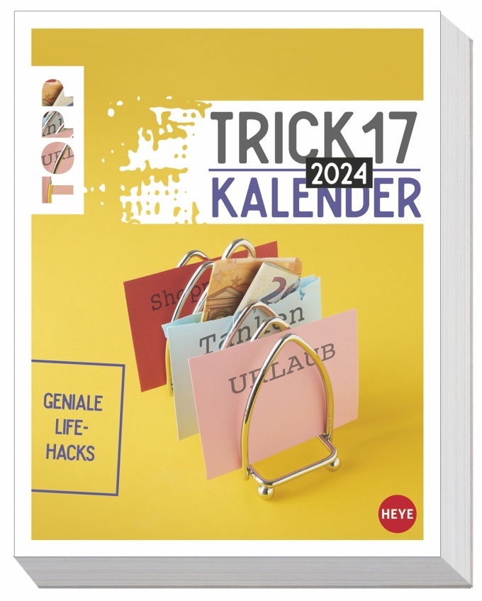 Trick17 Tagesabreißkalender 2024. Nützlicher Lifehack-Kalender 2024 mit praktischen Tipps für jede Lebenslage. Tischkalender oder zum Aufhängen, Abreißkalender für jeden Tag.