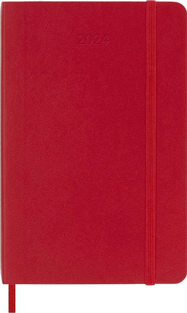 Moleskine 12 Monate Tageskalender 2024, Pocket/A6, Scharlachrot