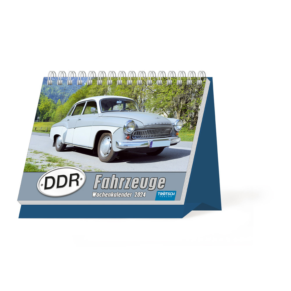 Trötsch Aufstellwochenkalender DDR Fahrzeuge 2024