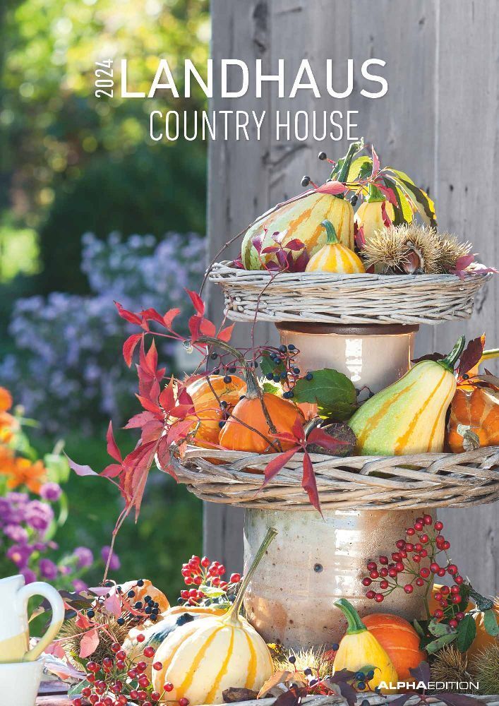 Landhaus 2024 - Bildkalender A3 (29,7x42 cm) - Country House - mit Feiertagen (DE/AT/CH) und Platz für Notizen - Wandplaner - Wandkalender