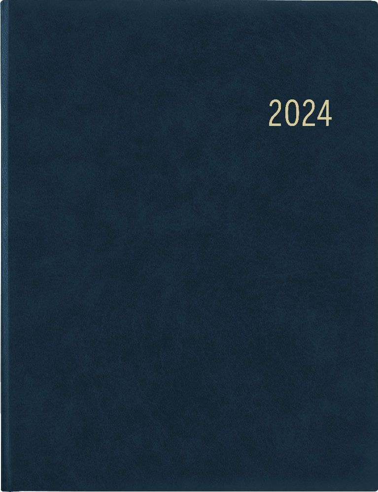 Wochenbuch blau 2024 - Bürokalender 21x26,5 cm - 1 Woche auf 2 Seiten - mit Eckperforation und Fadensiegelung - Notizbuch - 728-0015