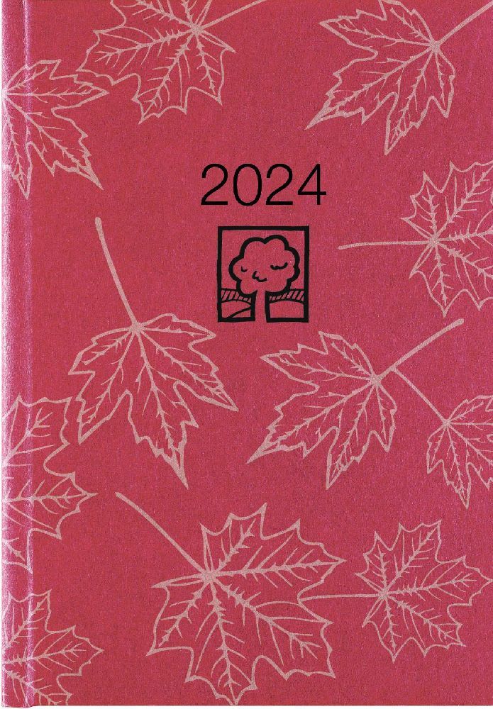 Wochenbuch rot 2024 - Bürokalender 14,6x21 cm - 1 Woche auf 2 Seiten - 128 Seiten - mit Eckperforation - Notizbuch - Blauer Engel - 766-0711