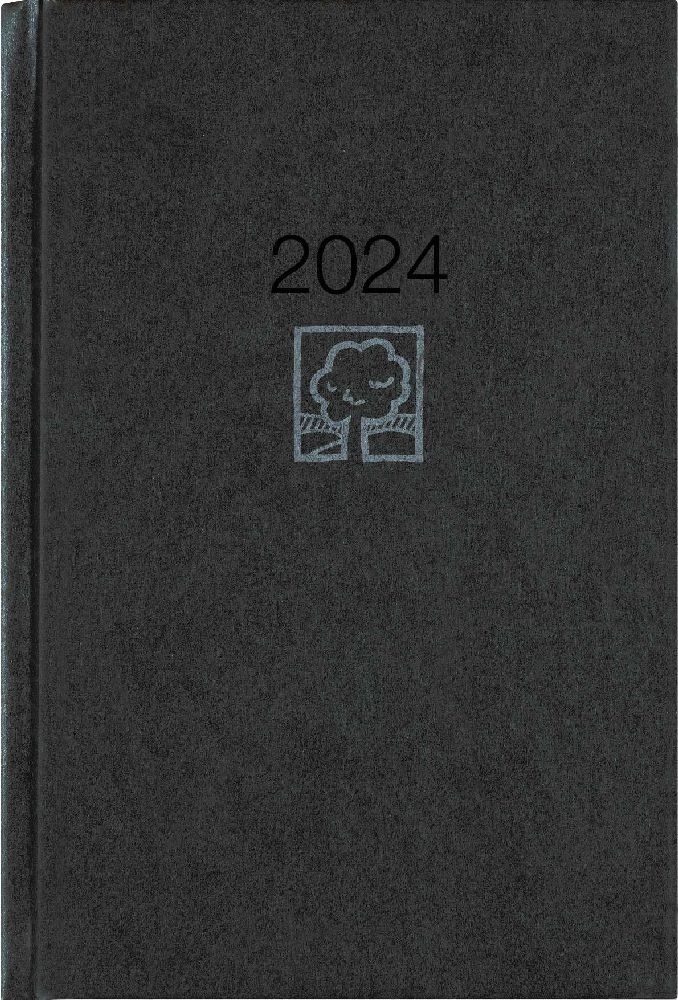 Wochenbuch anthrazit 2024 - Bürokalender 14,6x21 cm - 1 Woche auf 2 Seiten - 128 Seiten - mit Eckperforation - Notizbuch - Blauer Engel - 766-0721