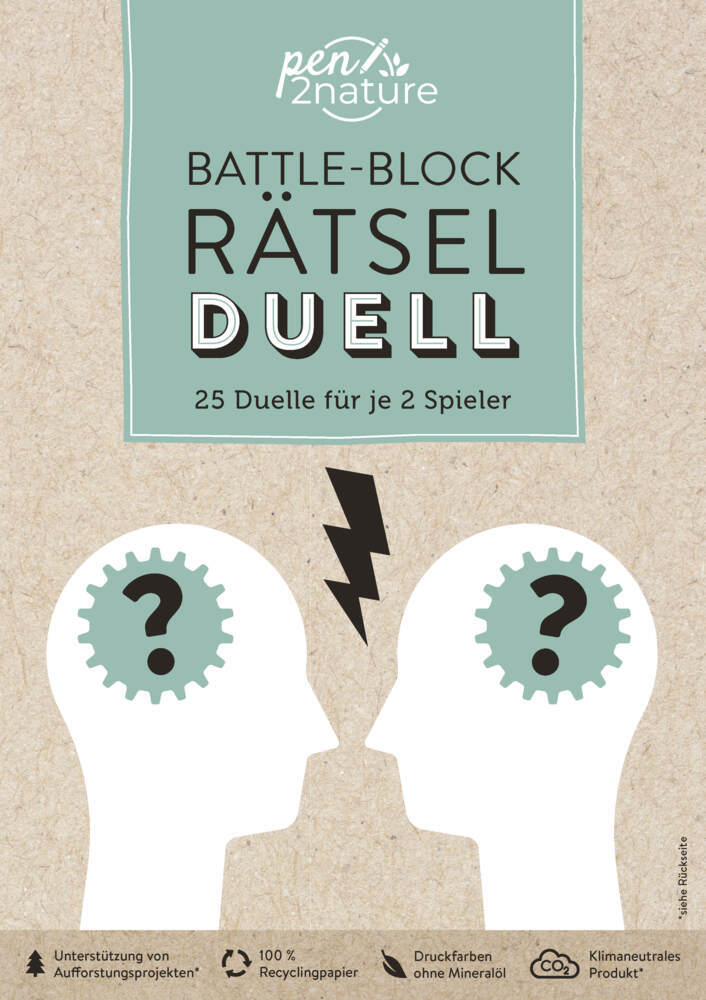 Battle-Block Rätsel-Duell | Spieleblock mit 25 Duellen für je 2 Spieler