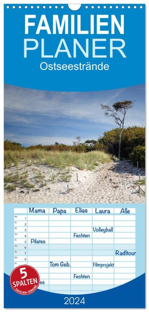 Familienplaner 2024 - Ostseestrände mit 5 Spalten (Wandkalender, 21 x 45 cm) CALVENDO