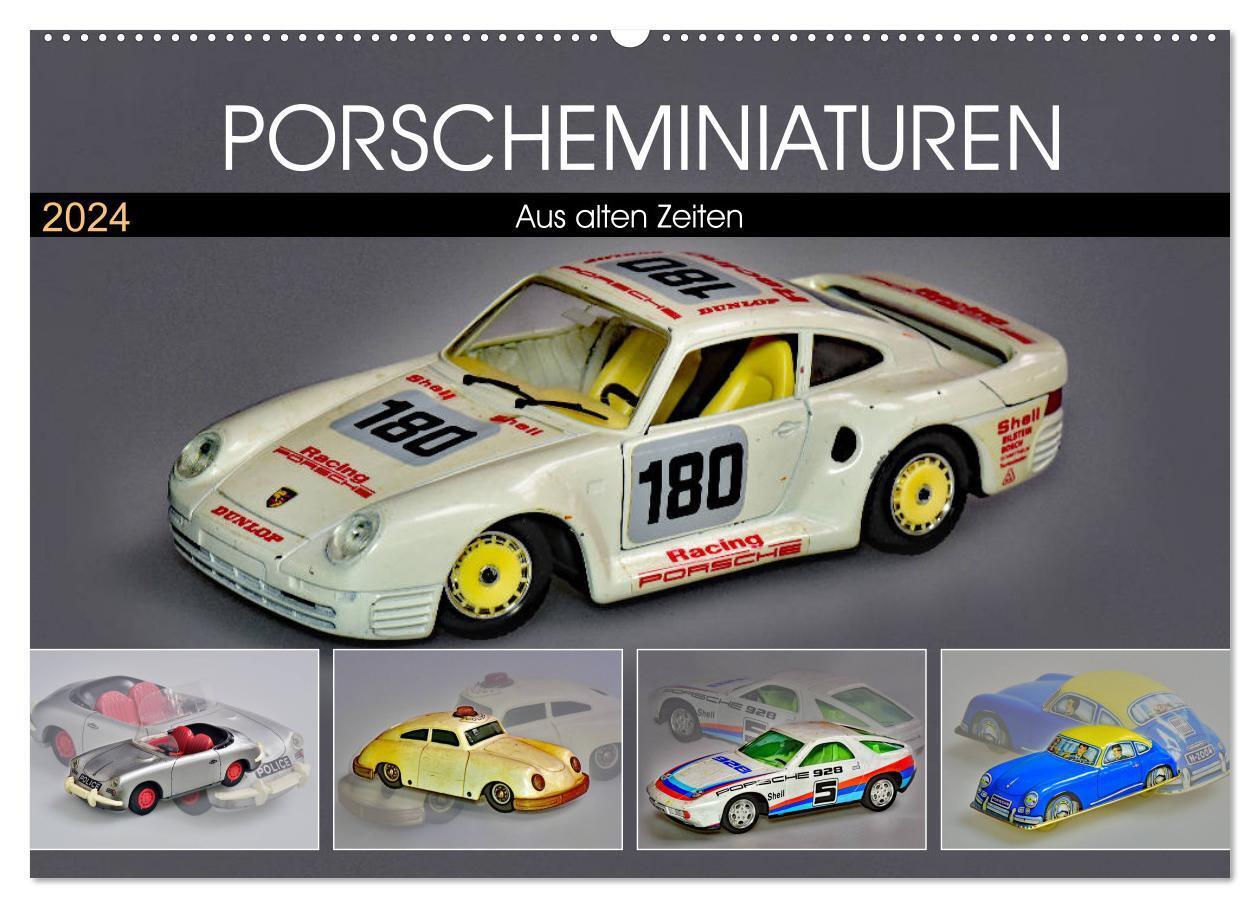 PORSCHEMINIATUREN (Wandkalender 2024 DIN A2 quer), CALVENDO Monatskalender