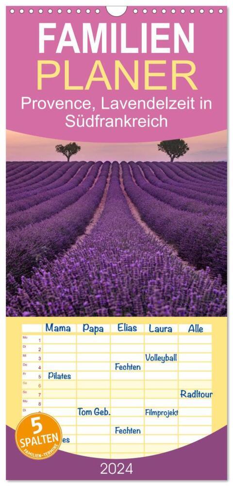 Familienplaner 2024 - Provence, Lavendelzeit in Südfrankreich mit 5 Spalten (Wandkalender, 21 x 45 cm) CALVENDO