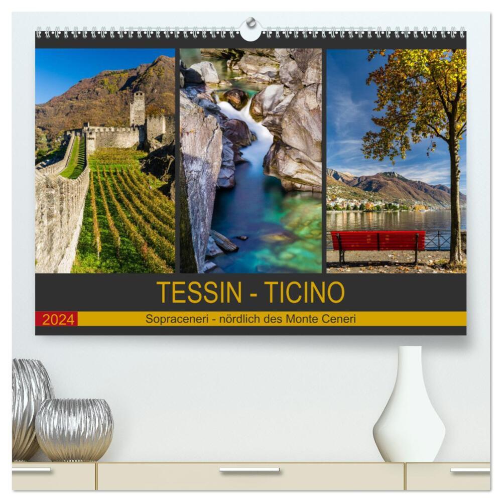 Tessin - Ticino (hochwertiger Premium Wandkalender 2024 DIN A2 quer), Kunstdruck in Hochglanz
