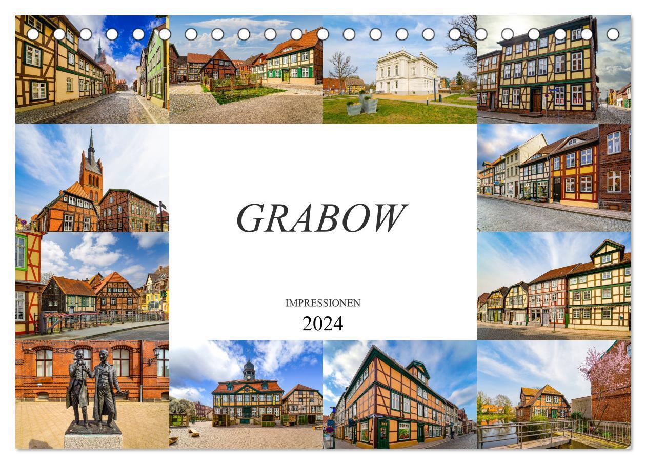 Grabow Impressionen (Tischkalender 2024 DIN A5 quer), CALVENDO Monatskalender