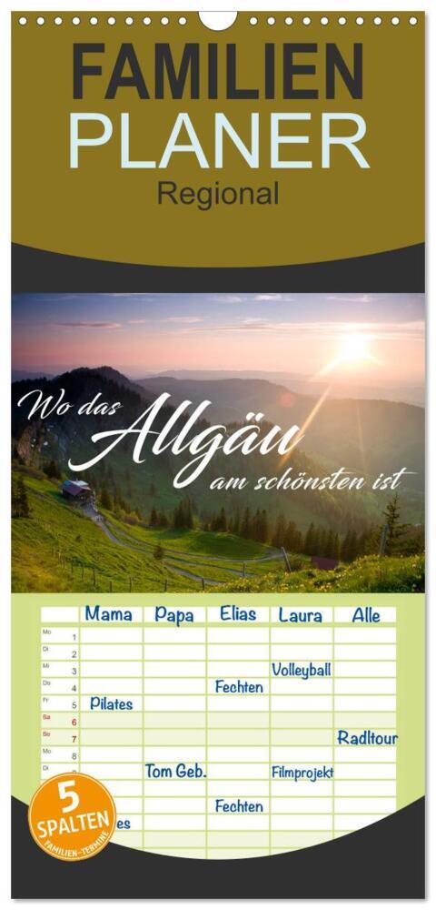 Familienplaner 2024 - Wo das Allgäu am schönsten ist mit 5 Spalten (Wandkalender, 21 x 45 cm) CALVENDO
