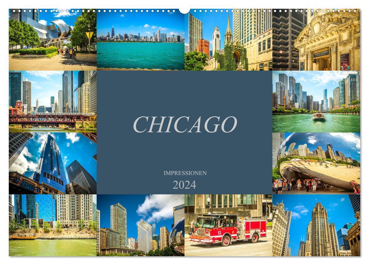 Chicago Impressionen (Wandkalender 2024 DIN A2 quer), CALVENDO Monatskalender