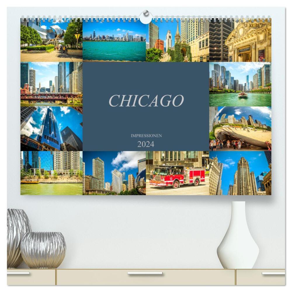 Chicago Impressionen (hochwertiger Premium Wandkalender 2024 DIN A2 quer), Kunstdruck in Hochglanz