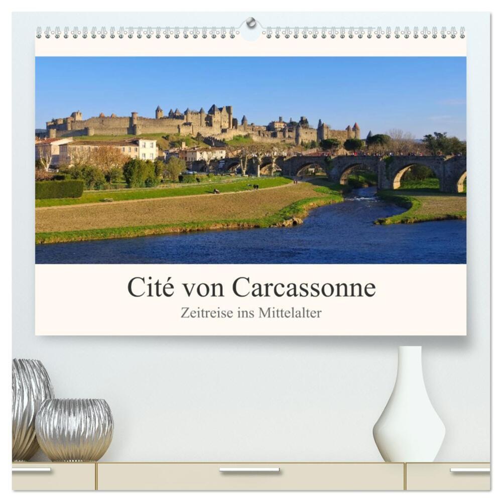 Cite von Carcassonne - Zeitreise ins Mittelalter (hochwertiger Premium Wandkalender 2024 DIN A2 quer), Kunstdruck in Hochglanz