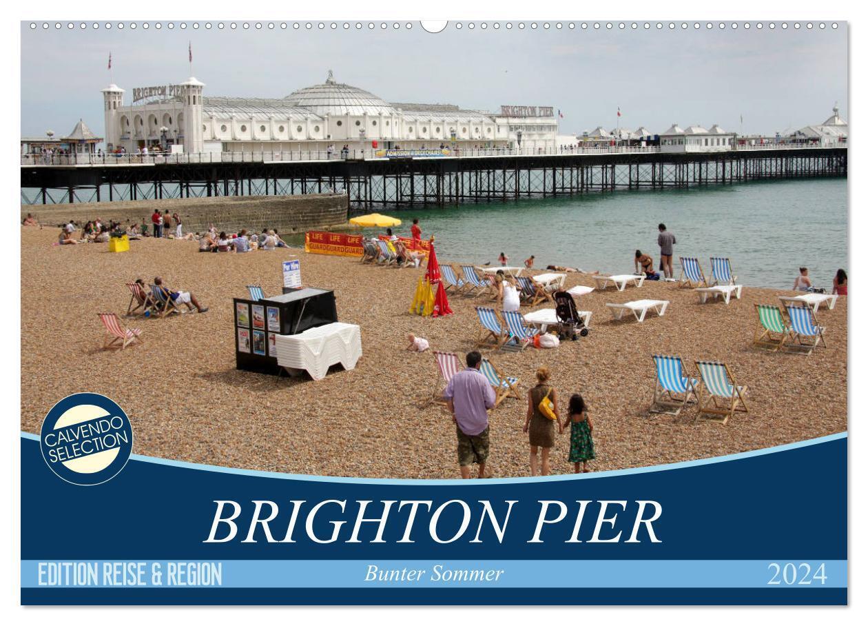 Brighton Pier Bunter Sommer (Wandkalender 2024 DIN A2 quer), CALVENDO Monatskalender