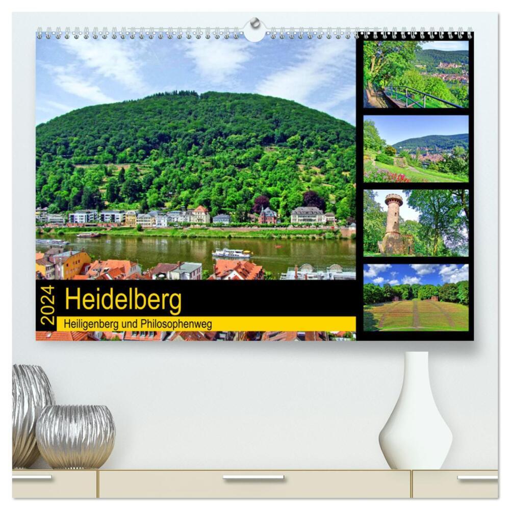 Heidelberg - Heiligenberg und Philosophenweg (hochwertiger Premium Wandkalender 2024 DIN A2 quer), Kunstdruck in Hochglanz