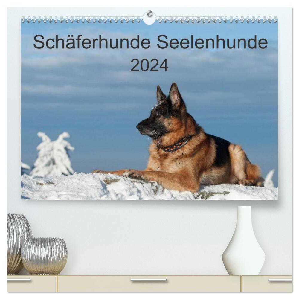 Schäferhunde Seelenhunde (hochwertiger Premium Wandkalender 2024 DIN A2 quer), Kunstdruck in Hochglanz