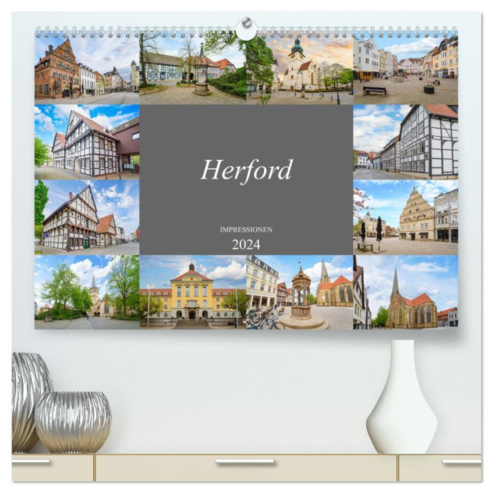 Herford Impressionen (hochwertiger Premium Wandkalender 2024 DIN A2 quer), Kunstdruck in Hochglanz