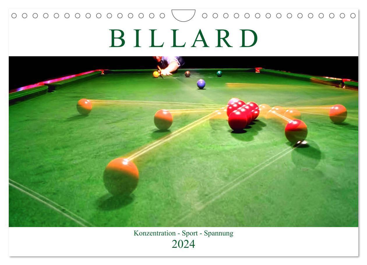 Billard. Konzentration - Sport - Spannung (Wandkalender 2024 DIN A4 quer), CALVENDO Monatskalender