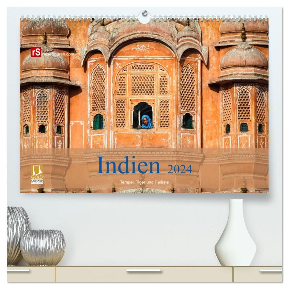 Indien 2024 Tempel, Tiger und Paläste (hochwertiger Premium Wandkalender 2024 DIN A2 quer), Kunstdruck in Hochglanz
