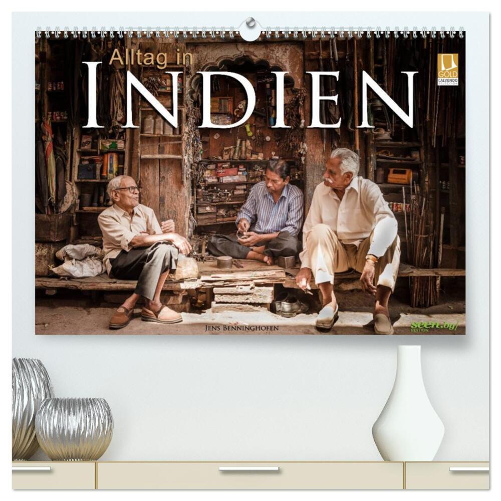 Alltag in Indien (hochwertiger Premium Wandkalender 2024 DIN A2 quer), Kunstdruck in Hochglanz