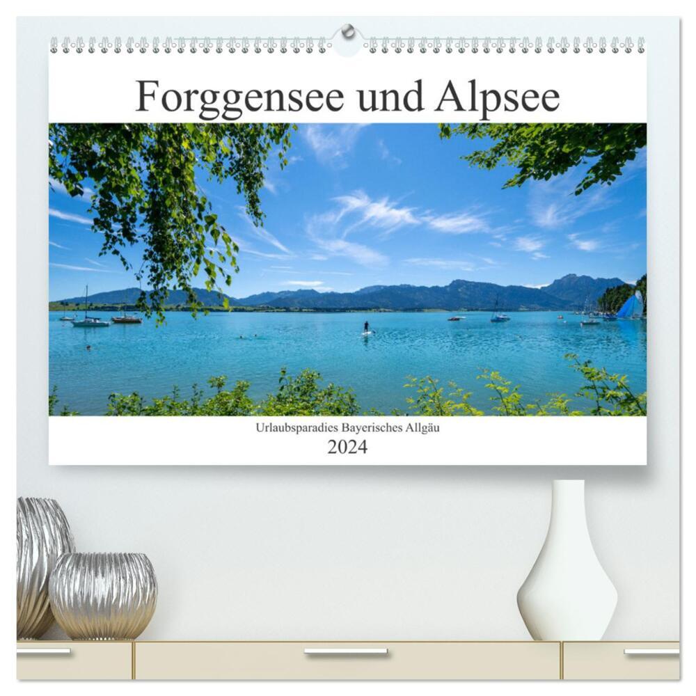 Forggensee und Alpsee - Urlaubsparadies Bayerisches Allgäu (hochwertiger Premium Wandkalender 2024 DIN A2 quer), Kunstdruck in Hochglanz