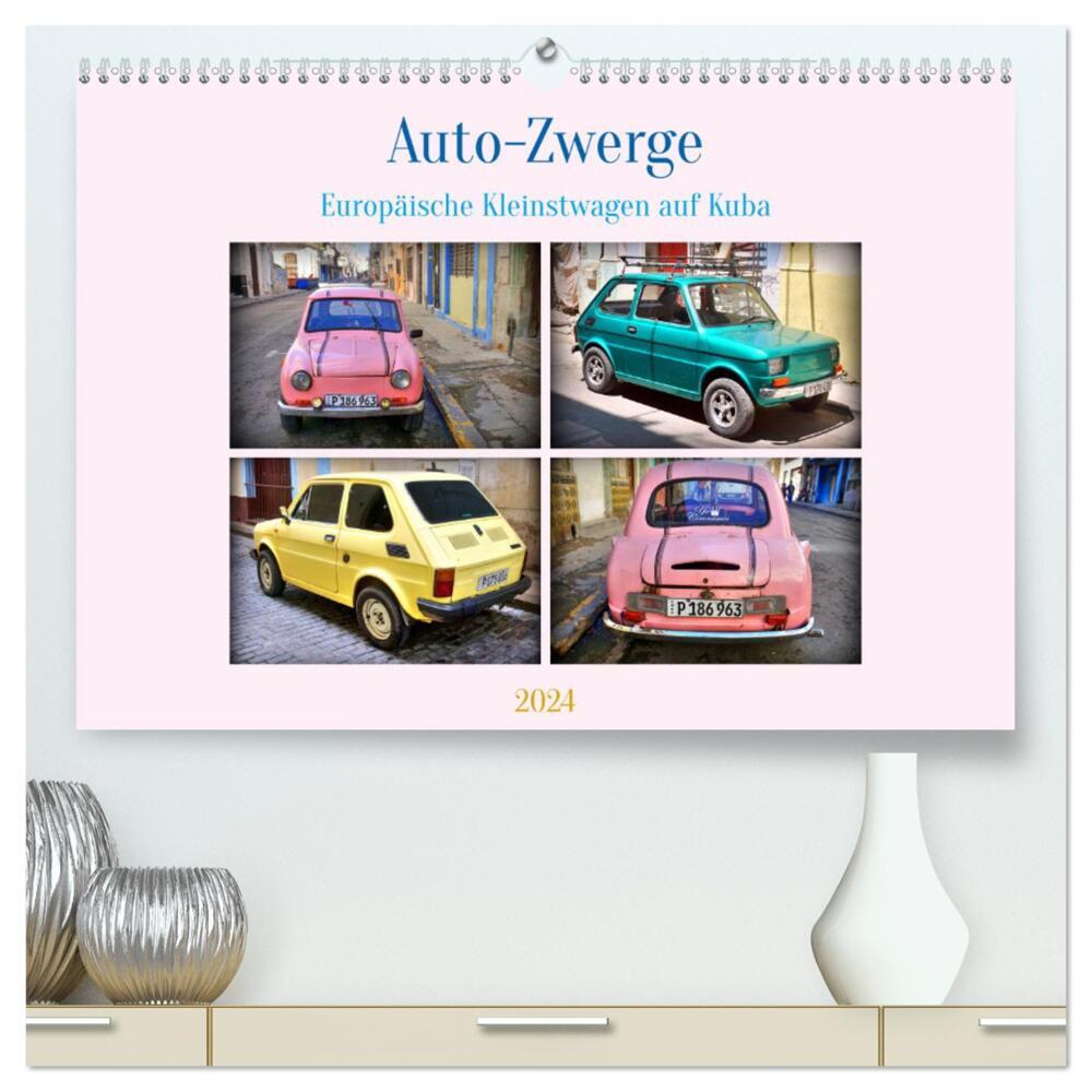 Auto-Zwerge - Europäische Kleinstwagen auf Kuba (hochwertiger Premium Wandkalender 2024 DIN A2 quer), Kunstdruck in Hochglanz