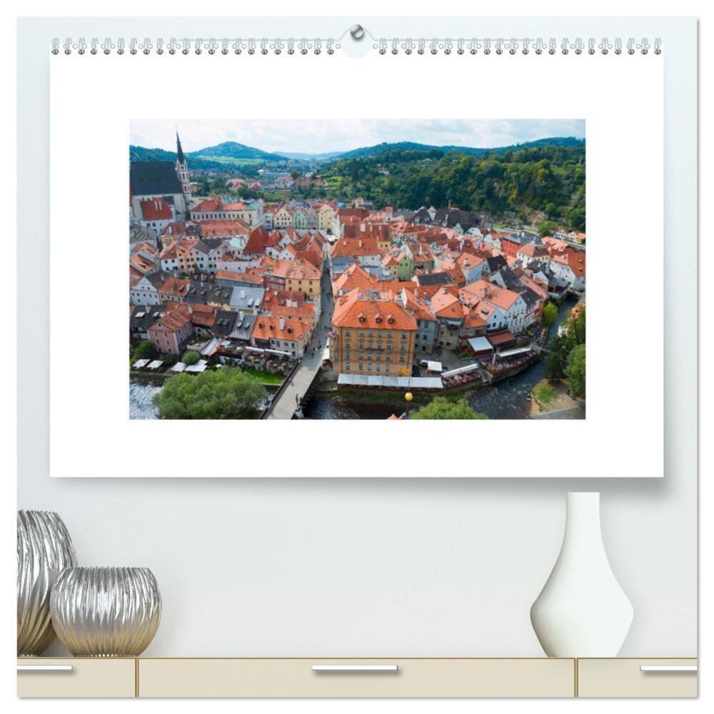 Ceský Krumlov - Böhmisch Krumau (hochwertiger Premium Wandkalender 2024 DIN A2 quer), Kunstdruck in Hochglanz