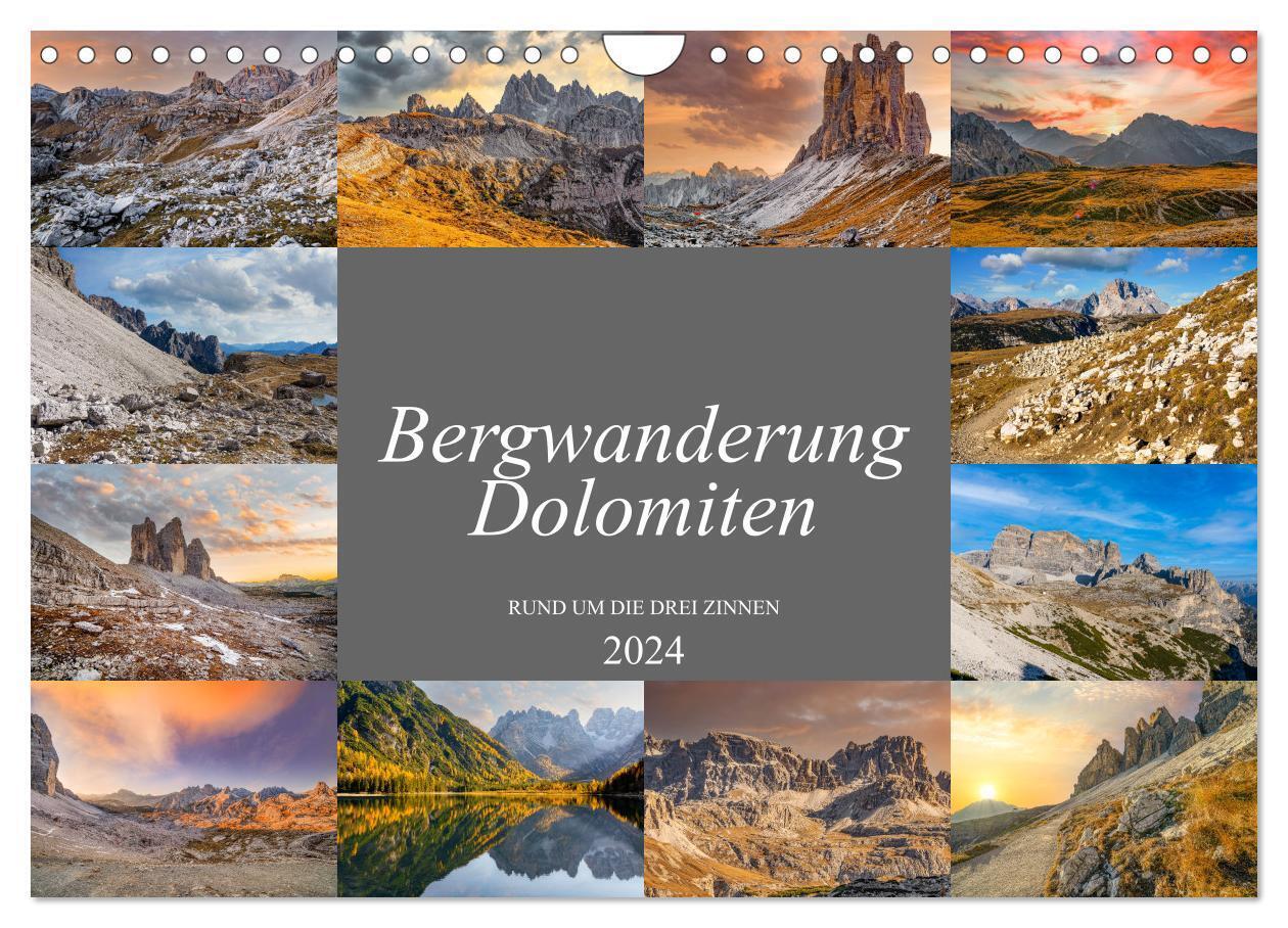 Bergwanderung Dolomiten rund um die Drei Zinnen (Wandkalender 2024 DIN A4 quer), CALVENDO Monatskalender