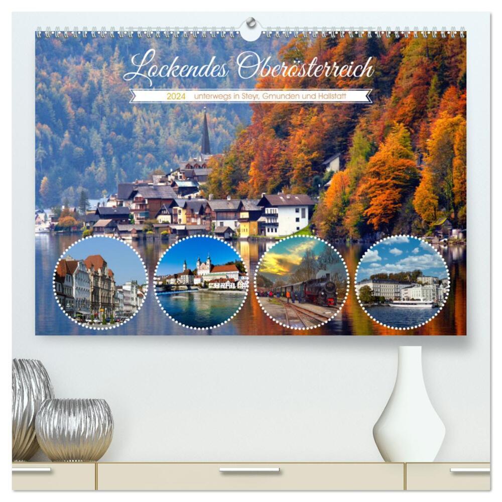 Lockendes Oberösterreich (hochwertiger Premium Wandkalender 2024 DIN A2 quer), Kunstdruck in Hochglanz