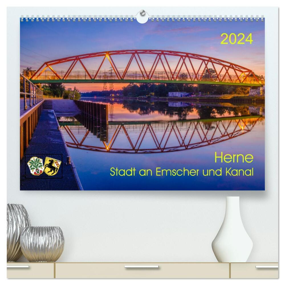Herne: Stadt an Emscher und Kanal (hochwertiger Premium Wandkalender 2024 DIN A2 quer), Kunstdruck in Hochglanz