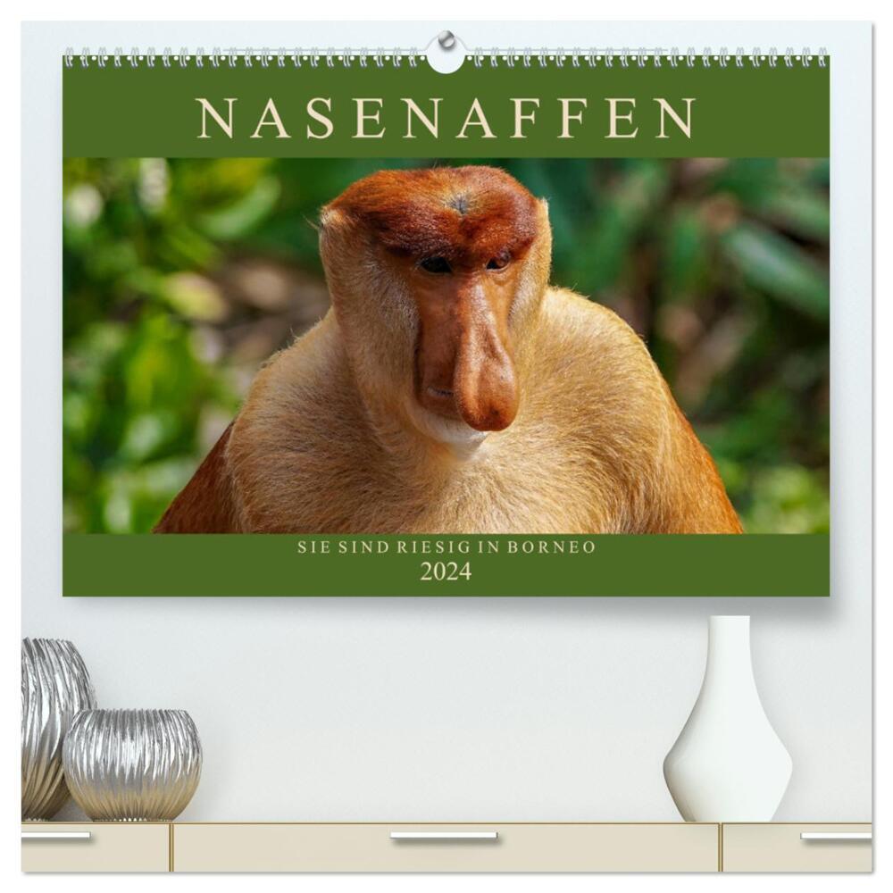 Nasenaffen von Borneo (hochwertiger Premium Wandkalender 2024 DIN A2 quer), Kunstdruck in Hochglanz