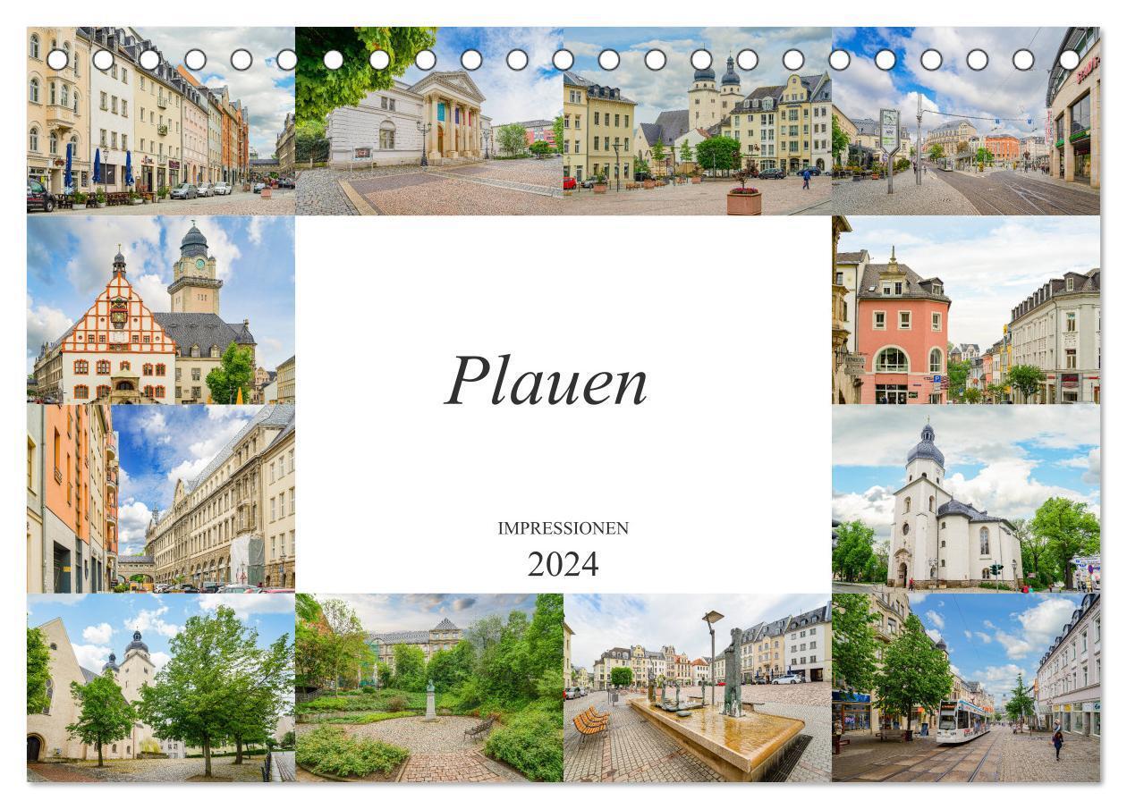 Plauen Impressionen (Tischkalender 2024 DIN A5 quer), CALVENDO Monatskalender