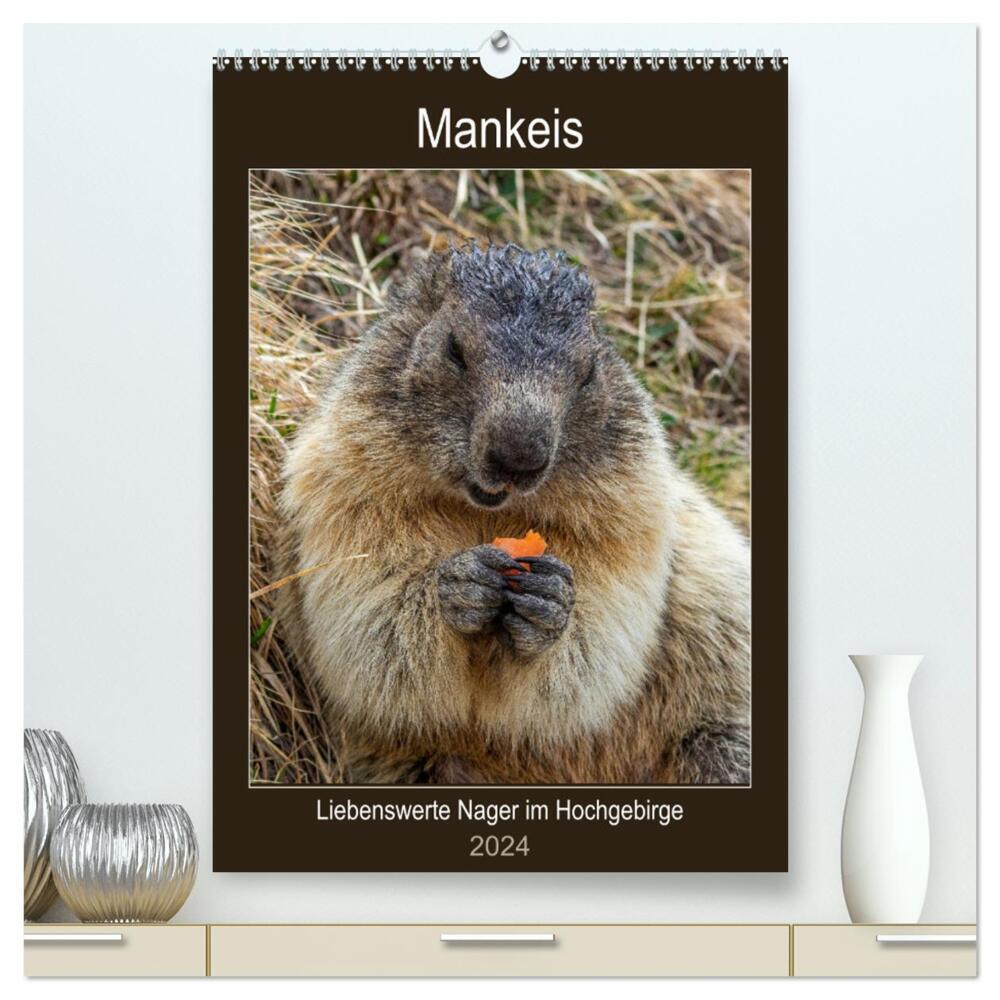 Mankeis - Liebenswerte Nager im Hochgebirge (hochwertiger Premium Wandkalender 2024 DIN A2 hoch), Kunstdruck in Hochglanz