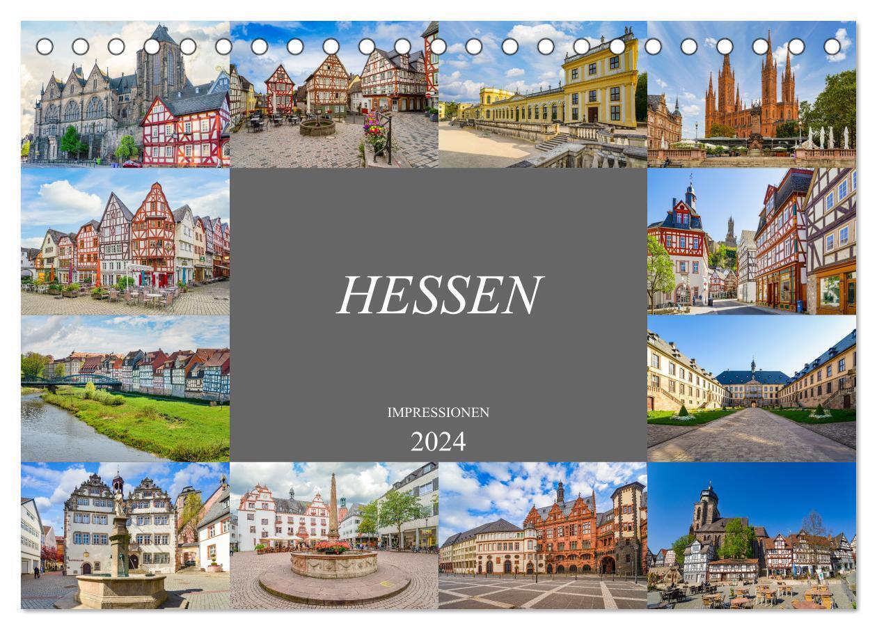 Hessen Impressionen (Tischkalender 2024 DIN A5 quer), CALVENDO Monatskalender